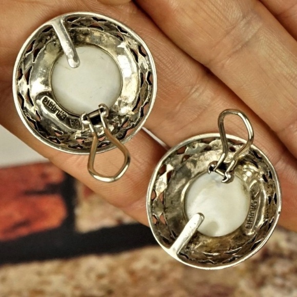 Judith Jack Sterling w/Marcasite and Faux Pearl Earrings - Picture 4 of 11